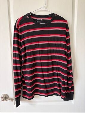 Stance Black & Red Striped Long-Sleeve Pocket Tee